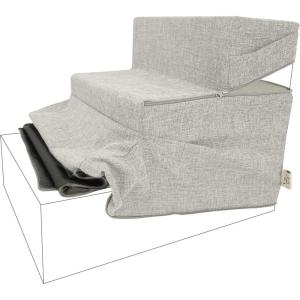 imageBest Pet Supplies Foldable Pet Stairs Cover for Foam Dog Ramps Replacement Slip with NonSlip Step Surface Plush and Soft Fabric Provides Paw Traction and Stability  Gray Linen 2StepSand