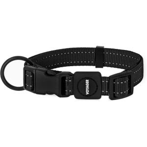 imageBest Pet Supplies Reflective Dog Collar with Adjustable Length HeavyDuty Buckle and Strong Leash DRing Training Walking Jogging Accessory for Small Medium and Large Breeds  Purple MCollar Black
