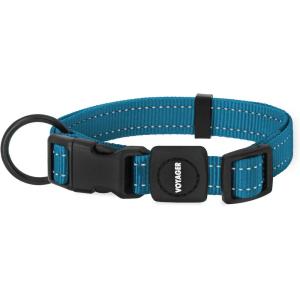 imageBest Pet Supplies Reflective Dog Collar with Adjustable Length HeavyDuty Buckle and Strong Leash DRing Training Walking Jogging Accessory for Small Medium and Large Breeds  Purple MCollar Turquoise