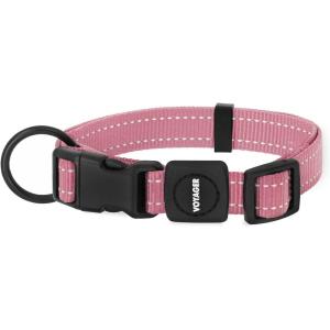 imageBest Pet Supplies Reflective Dog Collar with Adjustable Length HeavyDuty Buckle and Strong Leash DRing Training Walking Jogging Accessory for Small Medium and Large Breeds  Purple MCollar Pink