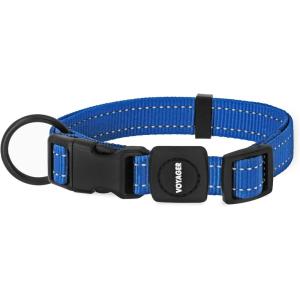 imageBest Pet Supplies Reflective Dog Collar with Adjustable Length HeavyDuty Buckle and Strong Leash DRing Training Walking Jogging Accessory for Small Medium and Large Breeds  Purple MCollar Royal Blue