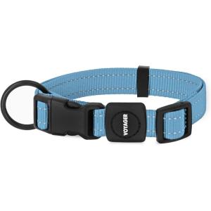 imageBest Pet Supplies Reflective Dog Collar with Adjustable Length HeavyDuty Buckle and Strong Leash DRing Training Walking Jogging Accessory for Small Medium and Large Breeds  Purple MCollar Baby Blue