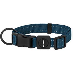 imageBest Pet Supplies Reflective Dog Collar with Adjustable Length HeavyDuty Buckle and Strong Leash DRing Training Walking Jogging Accessory for Small Medium and Large Breeds  Purple MCollar Blue