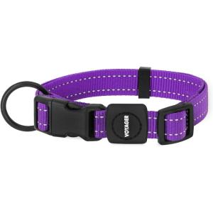 imageBest Pet Supplies Reflective Dog Collar with Adjustable Length HeavyDuty Buckle and Strong Leash DRing Training Walking Jogging Accessory for Small Medium and Large Breeds  Purple MCollar Purple