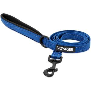 imageBest Pet Supplies Reflective Dog Collar with Adjustable Length HeavyDuty Buckle and Strong Leash DRing Training Walking Jogging Accessory for Small Medium and Large Breeds  Purple MLeash Royal Blue