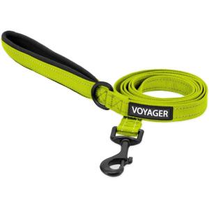 imageBest Pet Supplies Reflective Dog Collar with Adjustable Length HeavyDuty Buckle and Strong Leash DRing Training Walking Jogging Accessory for Small Medium and Large Breeds  Purple MLeash Lime Green