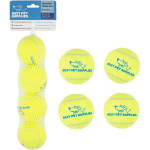 imageBest Pet Supplies Squeaky Tennis Toys for Dogs 2Pack HeavyDuty Interactive Pet Toys for Throwing and Fetching Supports Exercise and Natural Behavior Training Durable  LargeYellow Tennis