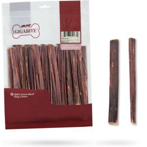 imageGigaBite 6 Inch Beef Gullet Jerky Strips 25 Pack  All Natural Free Range Beef Esophagus Taffy Dog Treat by Best Pet SuppliesEsophagus Sticks