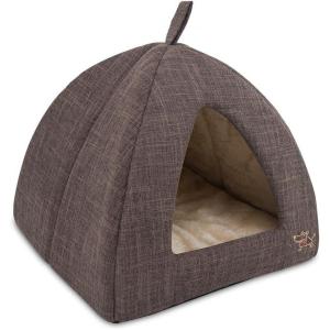 imagePet TentSoft Bed for Dog and Cat by Best Pet Supplies  Beige Corduroy 19quot x 19quot x H19quotBrown Linen