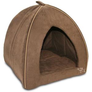 imagePet TentSoft Bed for Dog and Cat by Best Pet Supplies  Beige Corduroy 19quot x 19quot x H19quotDark Brown
