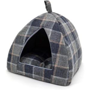 imagePet TentSoft Bed for Dog and Cat by Best Pet Supplies  Beige Corduroy 19quot x 19quot x H19quotPlaid Linen