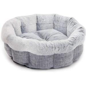imagePet TentSoft Bed for Dog and Cat by Best Pet Supplies  Beige Corduroy 19quot x 19quot x H19quotRound Bed Light Gray