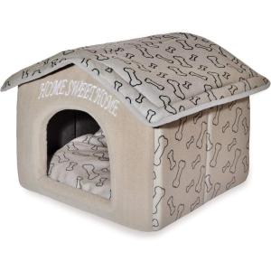 imagePet TentSoft Bed for Dog and Cat by Best Pet Supplies  Beige Corduroy 19quot x 19quot x H19quotSilver w Bones