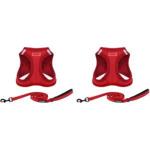 imageVoyager Stepin Plush Dog Harness  Soft Plush Step in Vest Harness and Reflective Dog 5 ft Leash Combo with Neoprene Handle for Small and Medium Dogs by Best Pet Supplies Set Red Corduroy XSHarness Leash Set Red Corduroy
