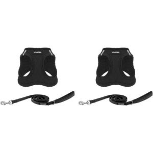 imageVoyager Stepin Plush Dog Harness  Soft Plush Step in Vest Harness and Reflective Dog 5 ft Leash Combo with Neoprene Handle for Small and Medium Dogs by Best Pet Supplies Set Red Corduroy XSHarness Leash Set Black Plush