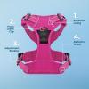 imageVoyager No Pull Dog Harness for Medium Dogs Dual Leash Attachments Adjustable Soft but Strong Pet Harness with 3M Reflective Technology Fuchsia Nylon M Chest 2025quotHarness Fuchsia Nylon