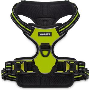 imageVoyager No Pull Dog Harness for Medium Dogs Dual Leash Attachments Adjustable Soft but Strong Pet Harness with 3M Reflective Technology Fuchsia Nylon M Chest 2025quotHarness Lime Green Nylon