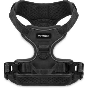 imageVoyager No Pull Dog Harness for Medium Dogs Dual Leash Attachments Adjustable Soft but Strong Pet Harness with 3M Reflective Technology Fuchsia Nylon M Chest 2025quotHarness Black Nylon