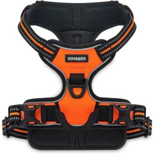 imageVoyager No Pull Dog Harness for Medium Dogs Dual Leash Attachments Adjustable Soft but Strong Pet Harness with 3M Reflective Technology Fuchsia Nylon M Chest 2025quotHarness Orange Nylon