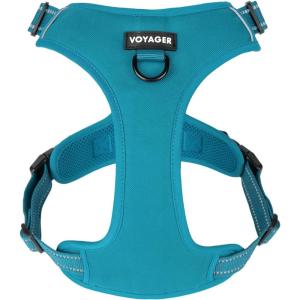 imageVoyager No Pull Dog Harness for Medium Dogs Dual Leash Attachments Adjustable Soft but Strong Pet Harness with 3M Reflective Technology Fuchsia Nylon M Chest 2025quotHarness Turquoise Nylon