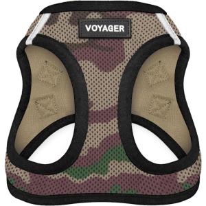 imageVoyager StepIn Air Dog Harness  All Weather Mesh Reflective No Pull Harness for Small Medium Dogs Cats  Secure with Hook ampamp Loop Fastener Buckle Double DRings  RedBlack Trim LHarness ArmyBlack Trim
