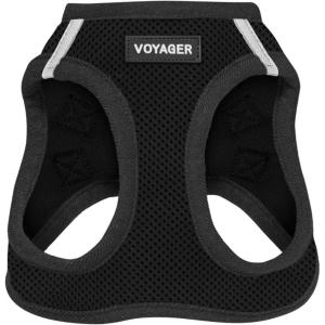 imageVoyager StepIn Air Dog Harness  All Weather Mesh Reflective No Pull Harness for Small Medium Dogs Cats  Secure with Hook ampamp Loop Fastener Buckle Double DRings  RedBlack Trim LHarness BlackBlack Trim