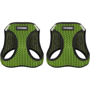 imageVoyager StepIn Air Dog Harness  All Weather Mesh Reflective No Pull Harness for Small Medium Dogs Cats  Secure with Hook ampamp Loop Fastener Buckle Double DRings  RedBlack Trim LHarness Lime Green 2Tone