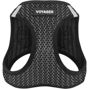 imageVoyager StepIn Air Dog Harness  All Weather Mesh Reflective No Pull Harness for Small Medium Dogs Cats  Secure with Hook ampamp Loop Fastener Buckle Double DRings  RedBlack Trim LHarness Gray 2Tone