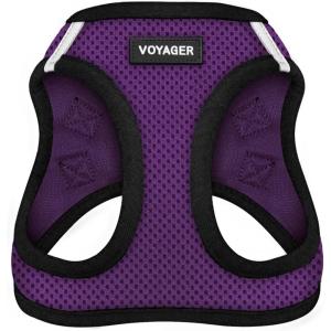 imageVoyager StepIn Air Dog Harness  All Weather Mesh Reflective No Pull Harness for Small Medium Dogs Cats  Secure with Hook ampamp Loop Fastener Buckle Double DRings  RedBlack Trim LHarness PurpleBlack Trim