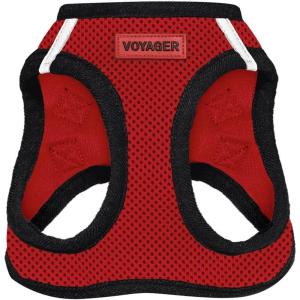 imageVoyager StepIn Air Dog Harness  All Weather Mesh Reflective No Pull Harness for Small Medium Dogs Cats  Secure with Hook ampamp Loop Fastener Buckle Double DRings  RedBlack Trim LHarness RedBlack Trim
