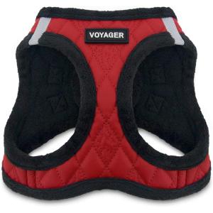 imageVoyager StepIn Plush Dog Harness  Soft Plush Step In Vest Harness for Small and Medium Dogs by Best Pet Supplies  Harness Turquoise Plush M Chest 16  18quotHarness Red Faux Leather