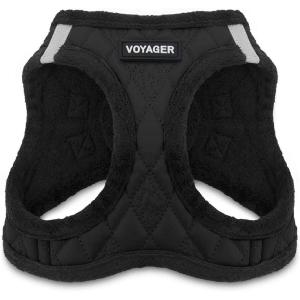 imageVoyager StepIn Plush Dog Harness  Soft Plush Step In Vest Harness for Small and Medium Dogs by Best Pet Supplies  Harness Turquoise Plush M Chest 16  18quotHarness Black Faux Leather