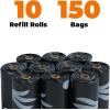 imageBest Pet Supplies Poop Bags for Dogs 50 PostConsumer Recycled Content dog waste bags on rolls fits all poop bag holders for leashes  150 Count Assorted Colors ScentedGRS Black