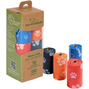 imageBest Pet Supplies Poop Bags for Dogs 50 PostConsumer Recycled Content dog waste bags on rolls fits all poop bag holders for leashes  150 Count Assorted Colors ScentedGRS Assorted Colors