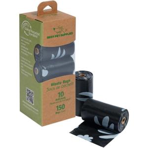 imageBest Pet Supplies Poop Bags for Dogs 50 PostConsumer Recycled Content dog waste bags on rolls fits all poop bag holders for leashes  150 Count Assorted Colors ScentedGRS Black