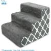 imageBest Pet Supplies Foam Pet Steps Cover for Small Dogs and Cats Portable Ramp Stairs for Couch Sofa and High Bed Climbing Cover Only  Ash Gray Linen 3Step Cover OnlyGray Lattice