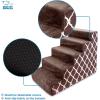 imageBest Pet Supplies Foam Pet Steps Cover for Small Dogs and Cats Portable Ramp Stairs for Couch Sofa and High Bed Climbing Cover Only  Brown Lattice 5Step Cover OnlyBrown Lattice Print