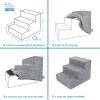 imageBest Pet Supplies Foam Pet Steps Cover for Small Dogs and Cats Portable Ramp Stairs for Couch Sofa and High Bed Climbing Cover Only  Brown Lattice 5Step Cover OnlyAsh Gray Linen