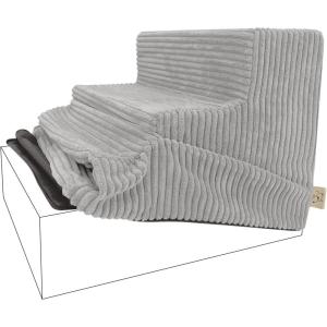 imageBest Pet Supplies Foam Pet Steps Cover for Small Dogs and Cats Portable Ramp Stairs for Couch Sofa and High Bed Climbing Cover Only  Ash Gray Linen 3Step Cover OnlyGray