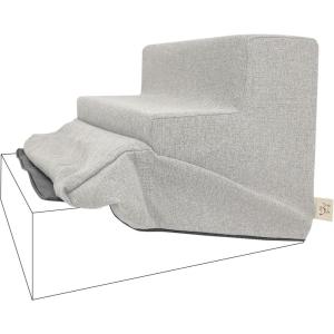 imageBest Pet Supplies Foam Pet Steps Cover for Small Dogs and Cats Portable Ramp Stairs for Couch Sofa and High Bed Climbing Cover Only  Ash Gray Linen 3Step Cover OnlySand