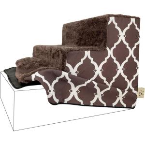 imageBest Pet Supplies Foam Pet Steps Cover for Small Dogs and Cats Portable Ramp Stairs for Couch Sofa and High Bed Climbing Cover Only  Ash Gray Linen 3Step Cover OnlyBrown Lattice Print