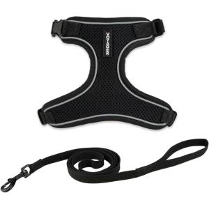 imageVoyager Escape Proof Cat Harness and Leash Set with Reflective Stitching Neoprene Handle 5ft  Supports Small Medium and Large Cats Kittens for Walking by Best Pet Supplies  Black TrimLime XSBlack 327