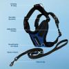 imageVoyager Escape Proof Cat Harness and Leash Set with Reflective Stitching Neoprene Handle 5ft  Supports Small Medium and Large Cats Kittens for Walking by Best Pet Supplies  Black XXSHarness Leash Set Royal BlueBlack Trim