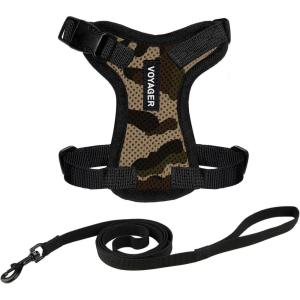 imageVoyager Escape Proof Cat Harness and Leash Set with Reflective Stitching Neoprene Handle 5ft  Supports Small Medium and Large Cats Kittens for Walking by Best Pet Supplies  Black XXSHarness Leash Set ArmyBlack Trim