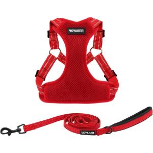 imageBest Pet Supplies Voyager Adjustable Dog Vest Harness Breathable No Pull Harness for Small Medium Large Dogs Heavy Duty Harness Easy Stepin Reflective Stripes  Lavender M Chest 1721quotHarness Leash Set Red