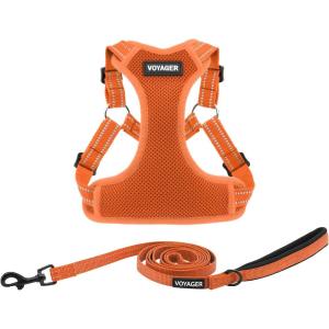 imageBest Pet Supplies Voyager Adjustable Dog Vest Harness Breathable No Pull Harness for Small Medium Large Dogs Heavy Duty Harness Easy Stepin Reflective Stripes  Lavender M Chest 1721quotHarness Leash Set Orange