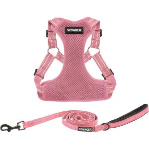 imageBest Pet Supplies Voyager Adjustable Dog Vest Harness Breathable No Pull Harness for Small Medium Large Dogs Heavy Duty Harness Easy Stepin Reflective Stripes  Lavender M Chest 1721quotHarness Leash Set Pink