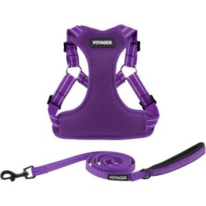 imageBest Pet Supplies Voyager Adjustable Dog Vest Harness Breathable No Pull Harness for Small Medium Large Dogs Heavy Duty Harness Easy Stepin Reflective Stripes  Lavender M Chest 1721quotHarness Leash Set Purple