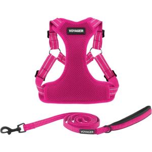 imageBest Pet Supplies Voyager Adjustable Dog Vest Harness Breathable No Pull Harness for Small Medium Large Dogs Heavy Duty Harness Easy Stepin Reflective Stripes  Lavender M Chest 1721quotHarness Leash Set Fuchsia