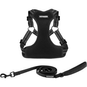 imageBest Pet Supplies Voyager Adjustable Dog Vest Harness Breathable No Pull Harness for Small Medium Large Dogs Heavy Duty Harness Easy Stepin Reflective Stripes  Lavender M Chest 1721quotHarness Leash Set Black